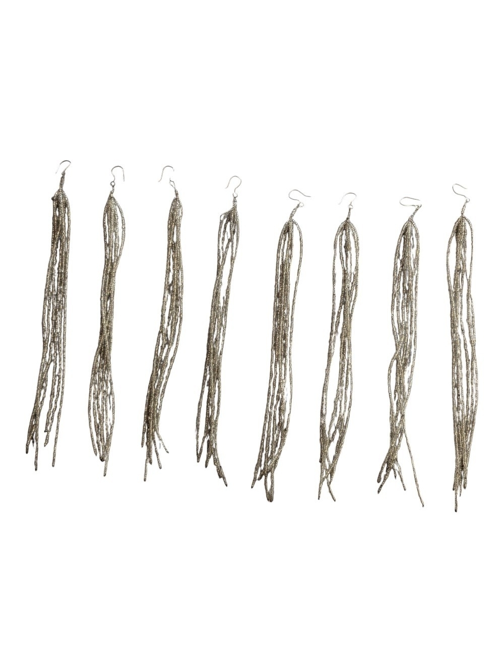 Long Silver Fringe Beaded Tassels With Hooks